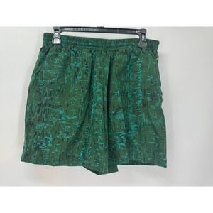 Outdoor Voices Men's Green Abstract Print Lightweight Shorts Elastic Waist Large